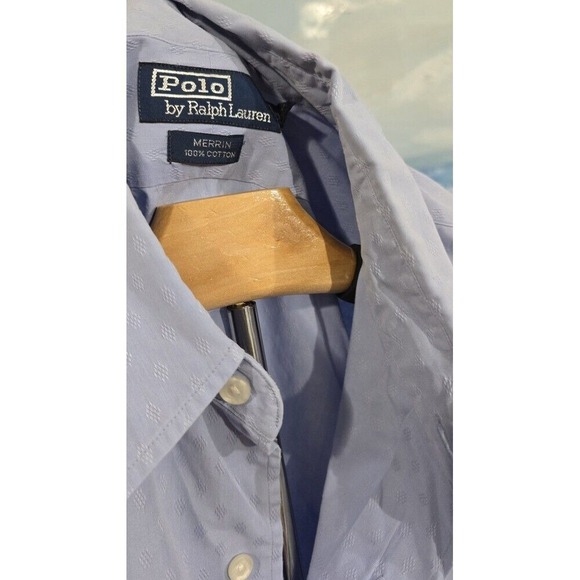 Polo Ralph Lauren Dress Shirt Long Sleeve Button Down Patterned Blue Size XL - Picture 3 of 4